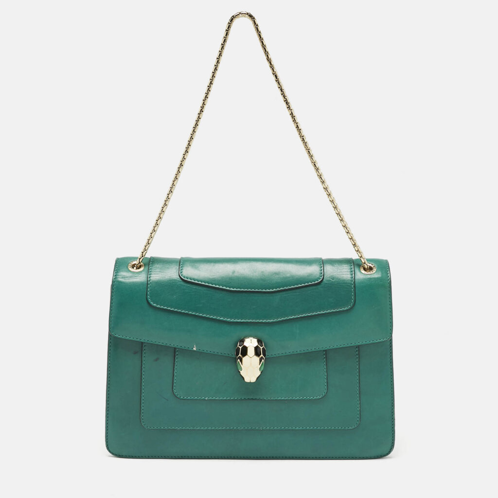 Bvlgari Green Leather Medium Serpenti Forever Shoulder Bag Bvlgari Green Leather Medium Serpenti Forever Shoulder Bag