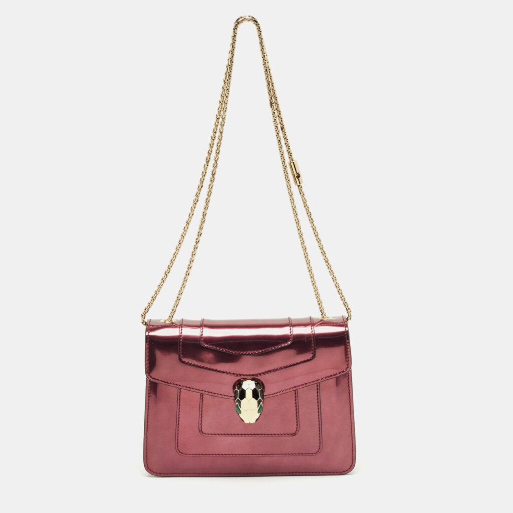 luxury-women-bvlgari-used-handbags-p1245647-007.jpg Bvlgari Serpenti Forever Small Burgundy Patent Leather Shoulder Bag
