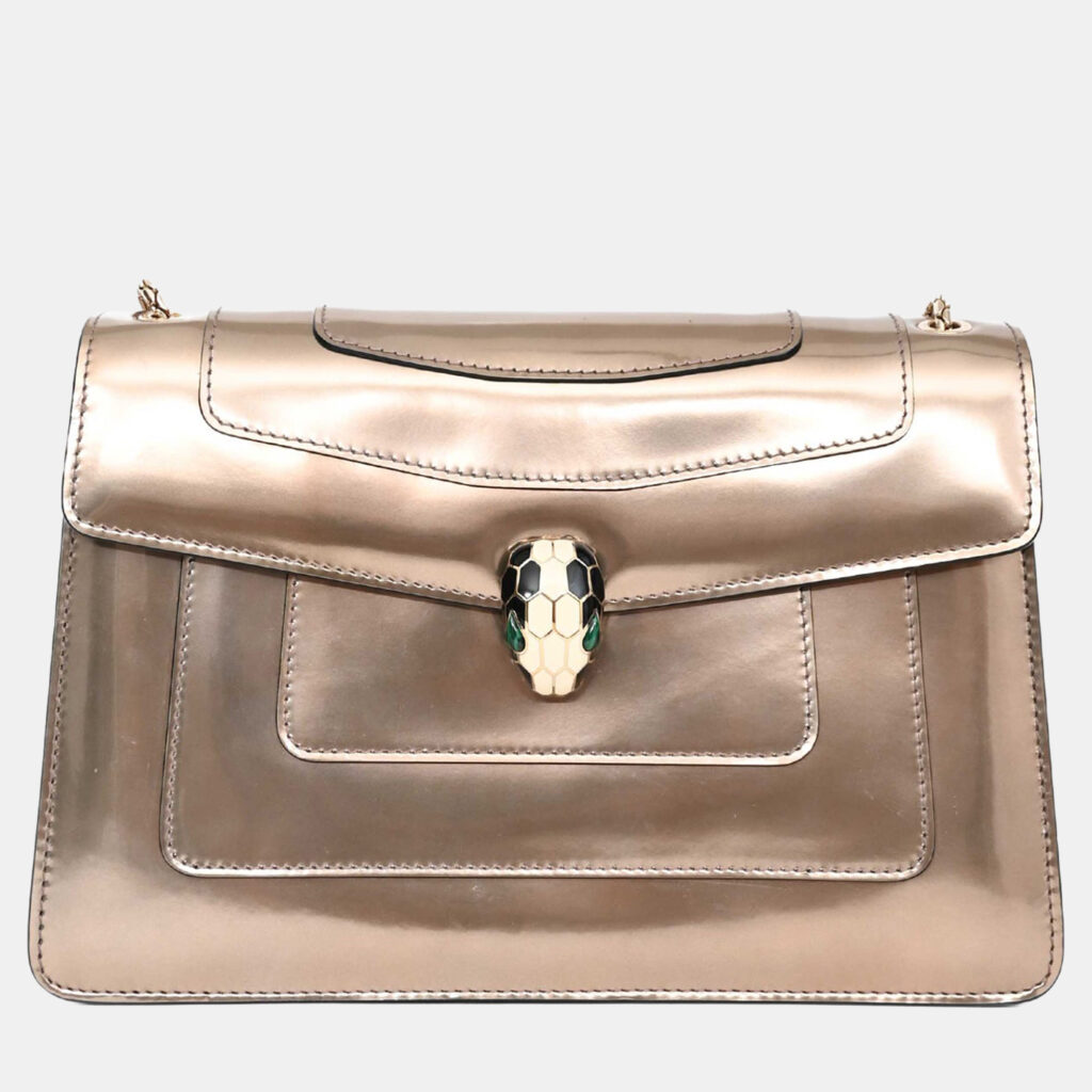 Bvlgari Bronze Patent Leather Medium Serpenti Forever Shoulder Bag Bvlgari Bronze Patent Leather Medium Serpenti Forever Shoulder Bag