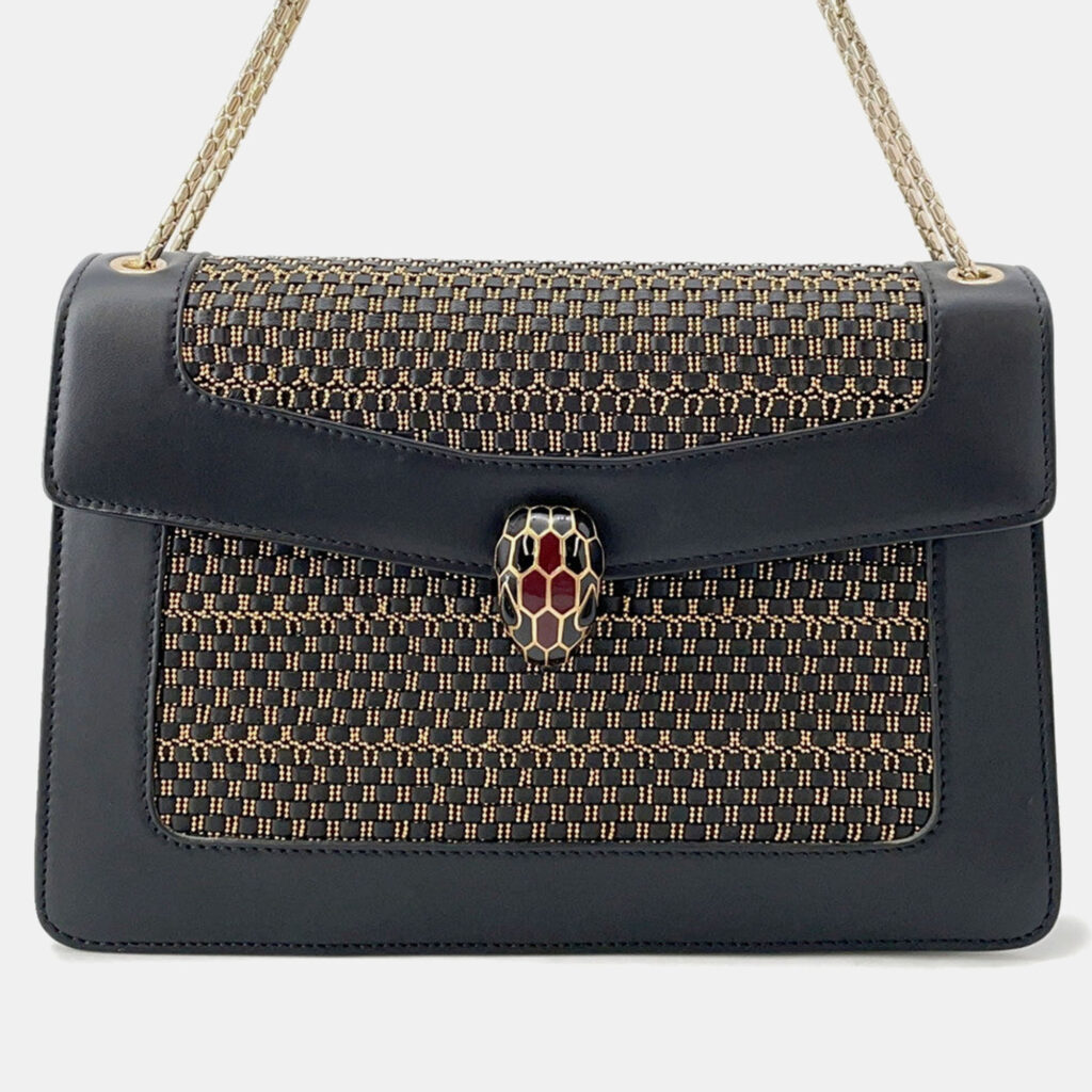 Bvlgari Serpenti Shoulder Bag Black/Gold Leather Bvlgari Serpenti Shoulder Bag Black/Gold Leather