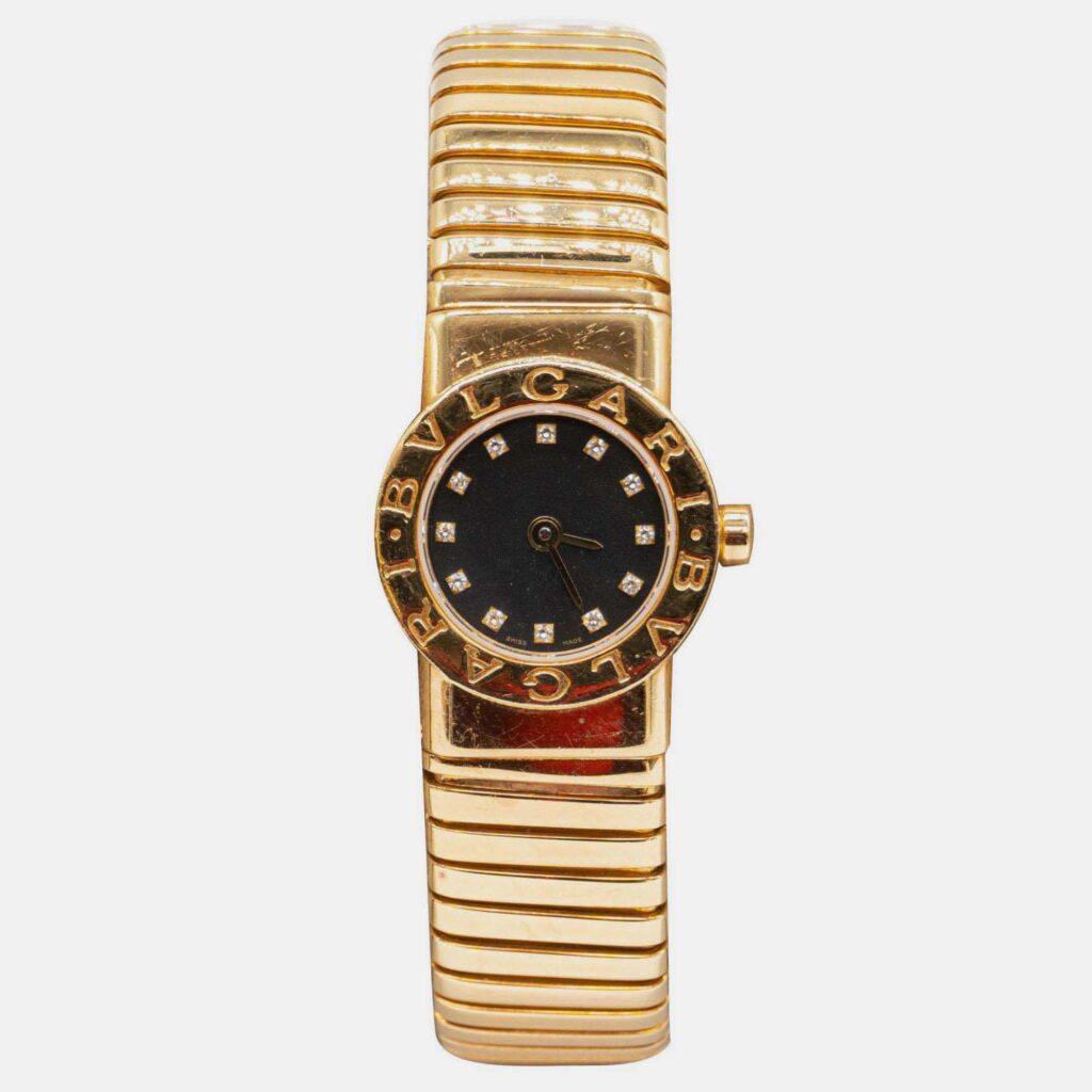 Bvlgari Vintage Expandable Tubogas BB19 2T Diamonds 18K YG Quartz Women's Wrist watch 19 mm Bvlgari Vintage Expandable Tubogas BB19 2T Diamonds 18K YG Quartz Women's Wrist watch 19 mm