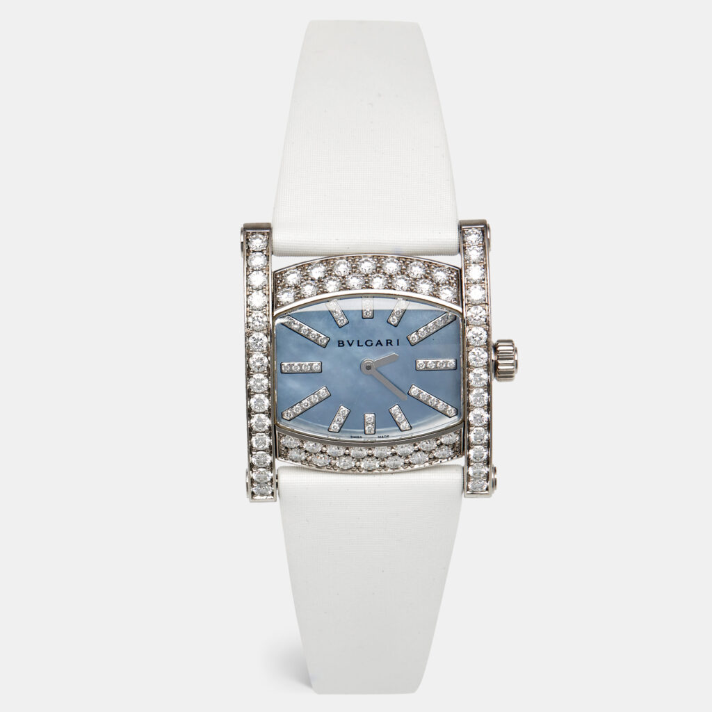 Bvlgari Mother of Pearl 18k White Gold Satin Assioma AAW36W Women's Wristwatch 36 mm Bvlgari Mother of Pearl 18k White Gold Satin Assioma AAW36W Women's Wristwatch 36 mm
