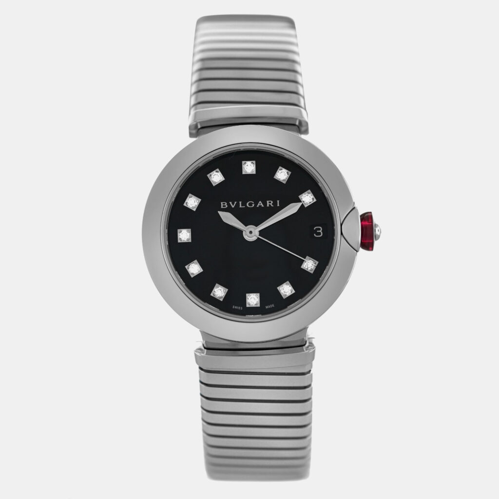 Bvlgari Lvcea LU33S Automatic Black Diamonds Stainless Steel Women's Wristwatch 33 mm