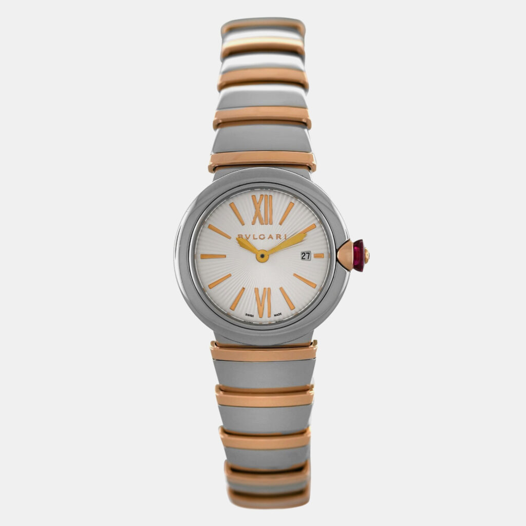 Bvlgari Lvcea LUP28SG Quartz White 18k Rose Gold Steel Women’s Wristwatch 28 mm