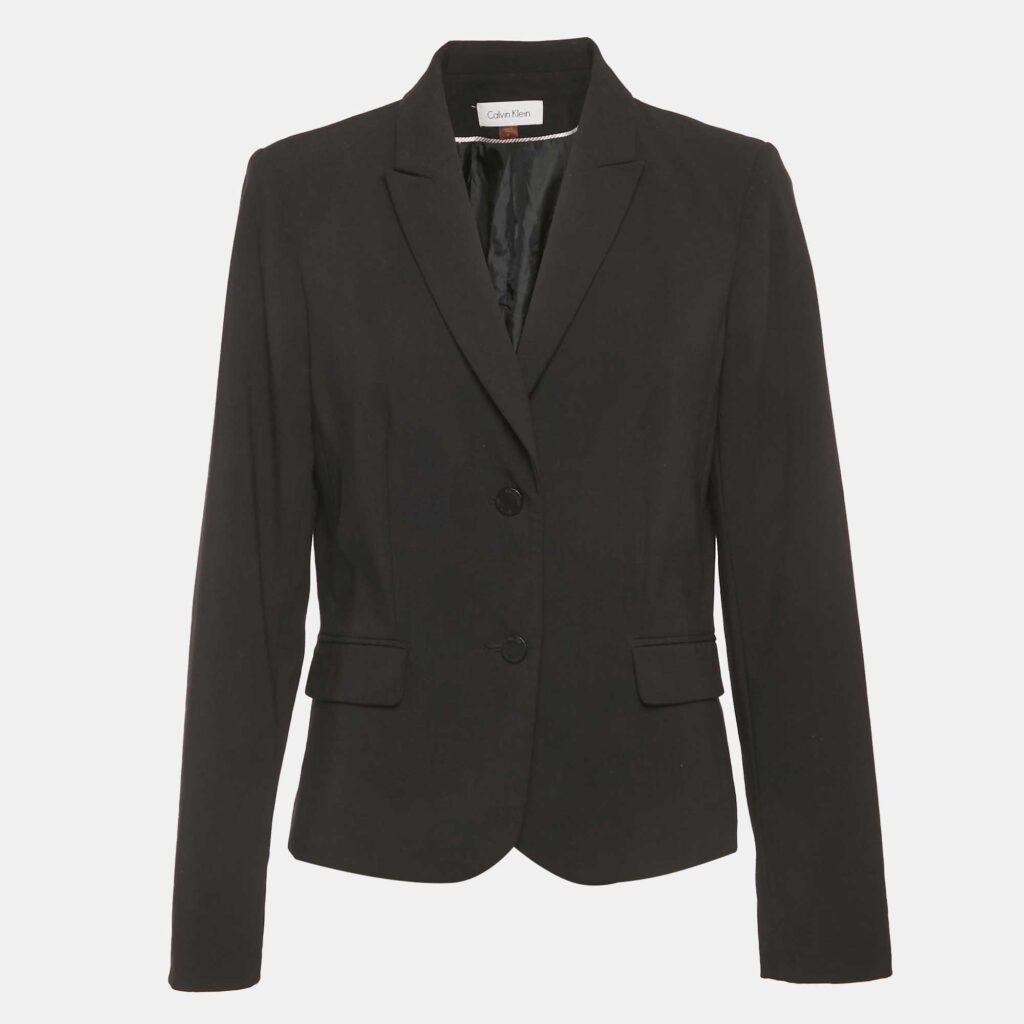 Calvin Klein Black Crepe Single Breasted Blazer M Calvin Klein Black Crepe Single Breasted Blazer M