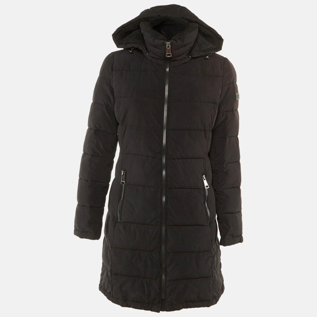 Calvin Klein Black Quilted Zip Up Hooded Coat S Calvin Klein Black Quilted Zip Up Hooded Coat S