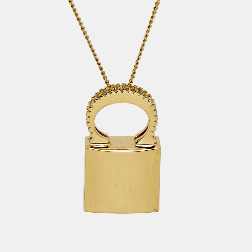 Carolina Herrera Lock Crystals Gold Tone Chain Necklace Carolina Herrera Lock Crystals Gold Tone Chain Necklace