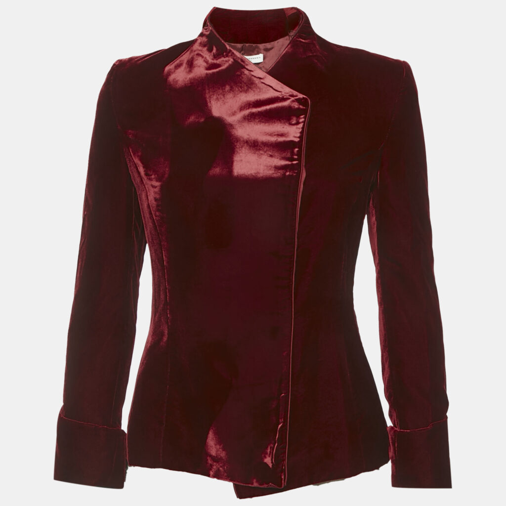 Carolina Herrera Red Velvet Cross-Over Jacket M Carolina Herrera Red Velvet Cross-Over Jacket M