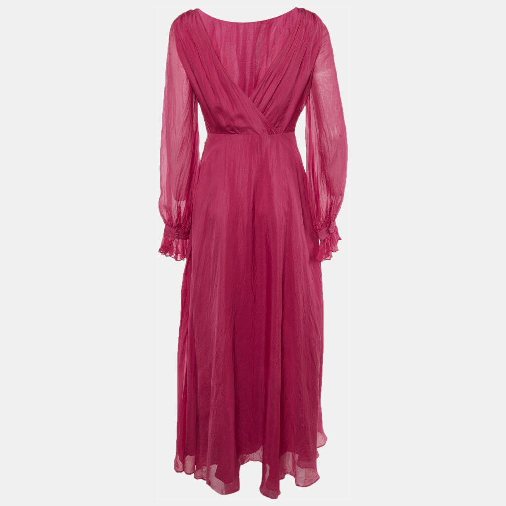Carolina Herrera Pink Silk Plunge Neck Maxi Dress M Carolina Herrera Pink Silk Plunge Neck Maxi Dress M