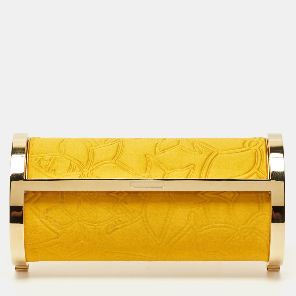 Carolina Herrera Mustard Satin Insignia Metropolitan Clutch Carolina Herrera Mustard Satin Insignia Metropolitan Clutch