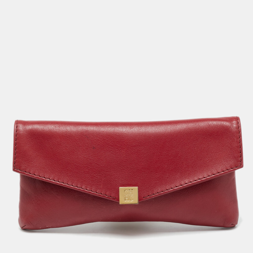 Carolina Herrera Red Leather Envelope Clutch Carolina Herrera Red Leather Envelope Clutch