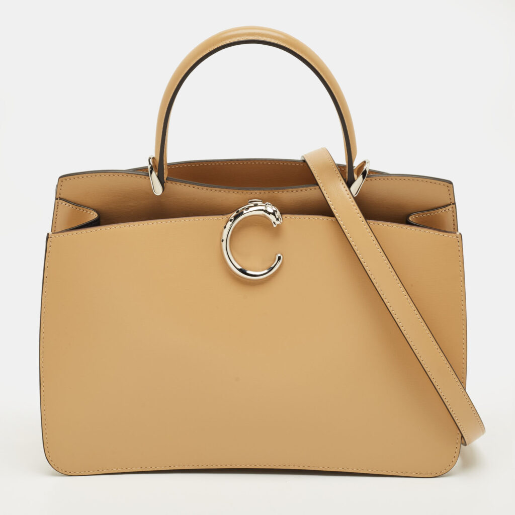 Cartier Camel Leather Small Panthere C De Cartier Top Handle Bag Cartier Camel Leather Small Panthere C De Cartier Top Handle Bag