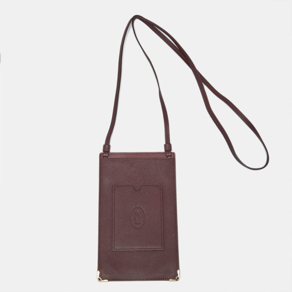 Cartier Burgundy Leather Must de Cartier Phone Crossbody Bag Cartier Burgundy Leather Must de Cartier Phone Crossbody Bag