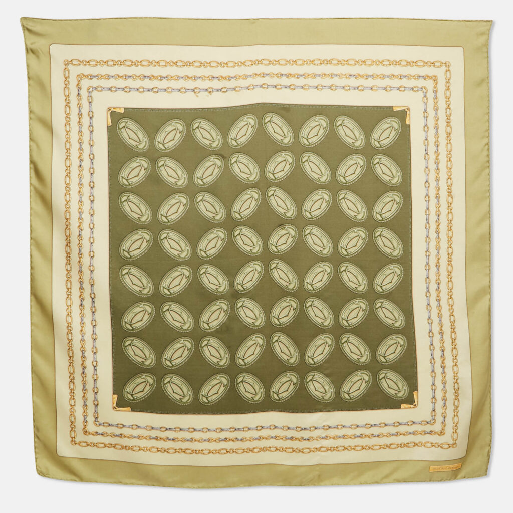 Cartier Green Print Silk Must de Cartier Scarf Cartier Green Print Silk Must de Cartier Scarf