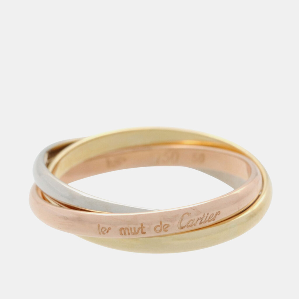 Cartier Trinity 18K Yellow, Rose and White Gold Band Ring EU 50 Cartier Trinity 18K Yellow, Rose and White Gold Band Ring EU 50