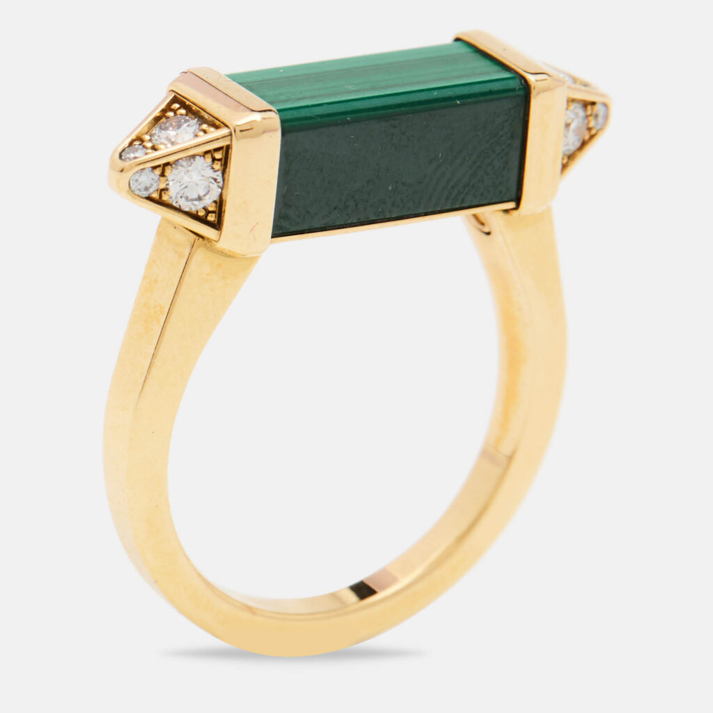 Cartier Les Berlingots de Cartier Malachite Diamonds 18k Yellow Gold Ring Size 58 Cartier Les Berlingots de Cartier Malachite Diamonds 18k Yellow Gold Ring Size 58