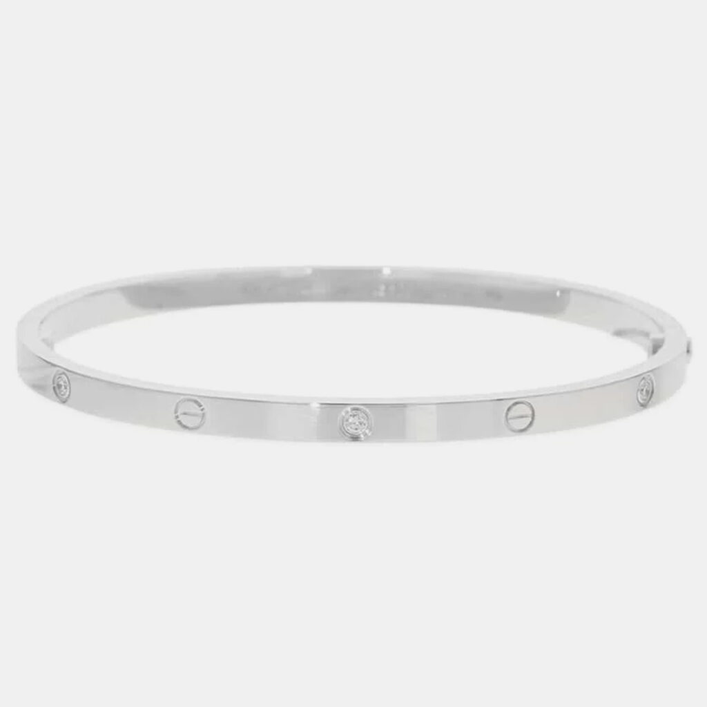 Cartier 18K White Gold and Diamond Love Bangle Bracelet Cartier 18K White Gold and Diamond Love Bangle Bracelet