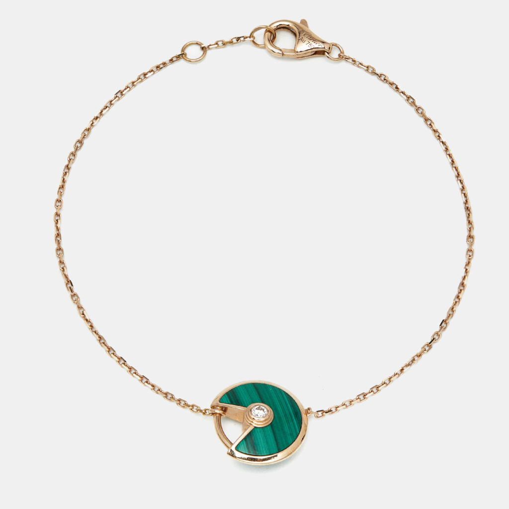 Cartier Amulette De Cartier Malachite Diamond 18k Rose Gold XS Model Bracelet Cartier Amulette De Cartier Malachite Diamond 18k Rose Gold XS Model Bracelet