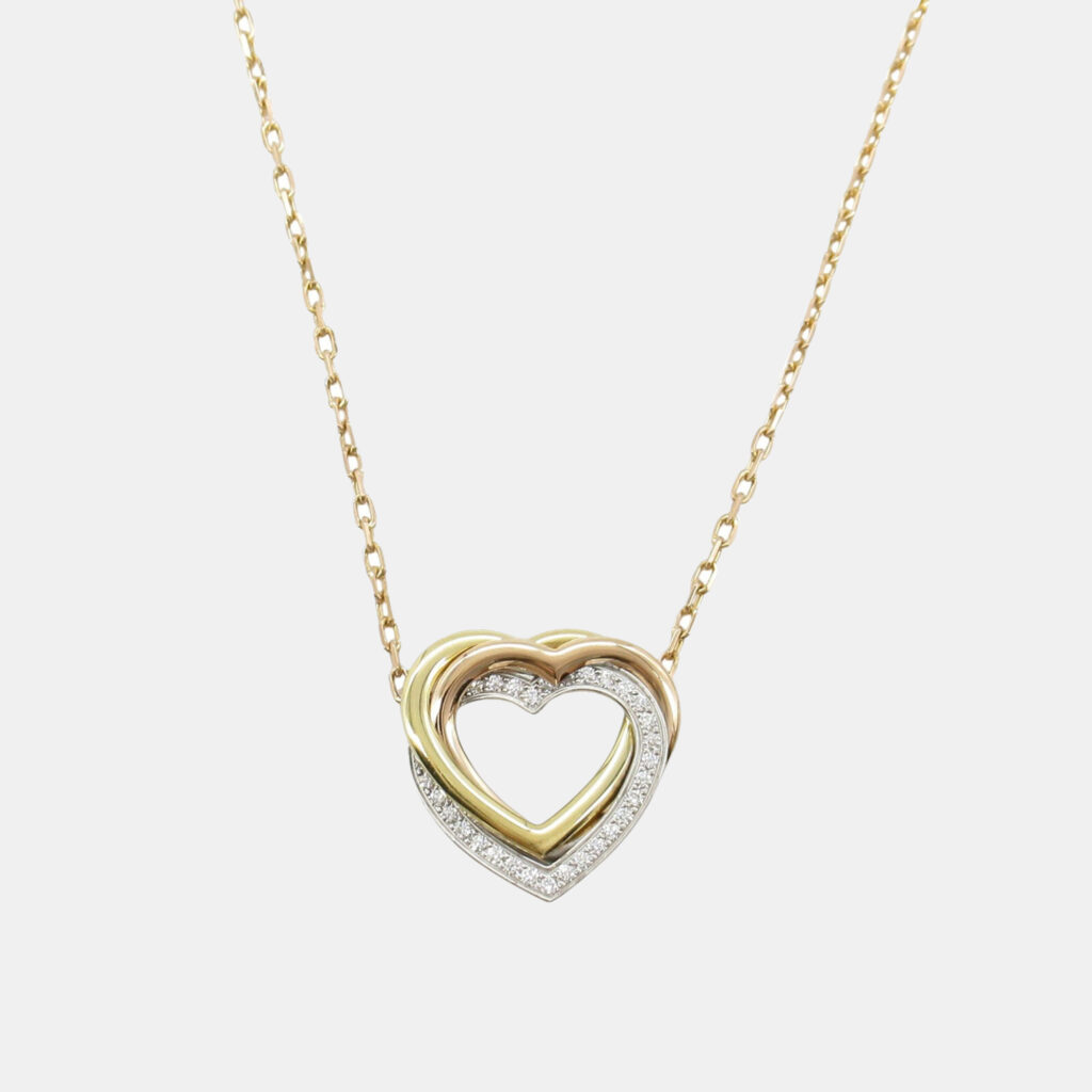 Cartier Trinity Heart Diamond 18K Yellow, Pink, White Gold Diamonds Necklace Cartier Trinity Heart Diamond 18K Yellow, Pink, White Gold Diamonds Necklace