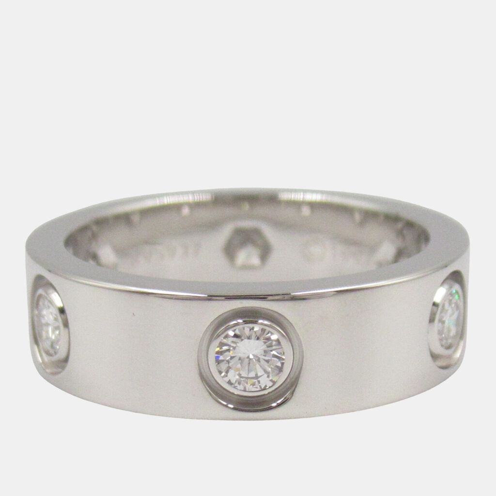 Cartier Love 18K White Gold and Diamond Love Band Ring EU 49 Cartier Love 18K White Gold and Diamond Love Band Ring EU 49