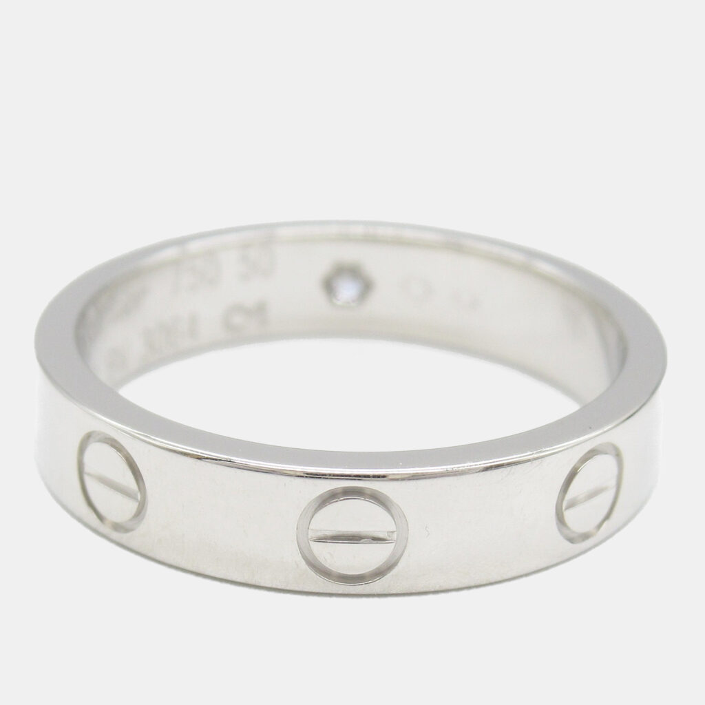 Cartier Love 18K White Gold and Diamond Band Ring EU 50 Cartier Love 18K White Gold and Diamond Band Ring EU 50