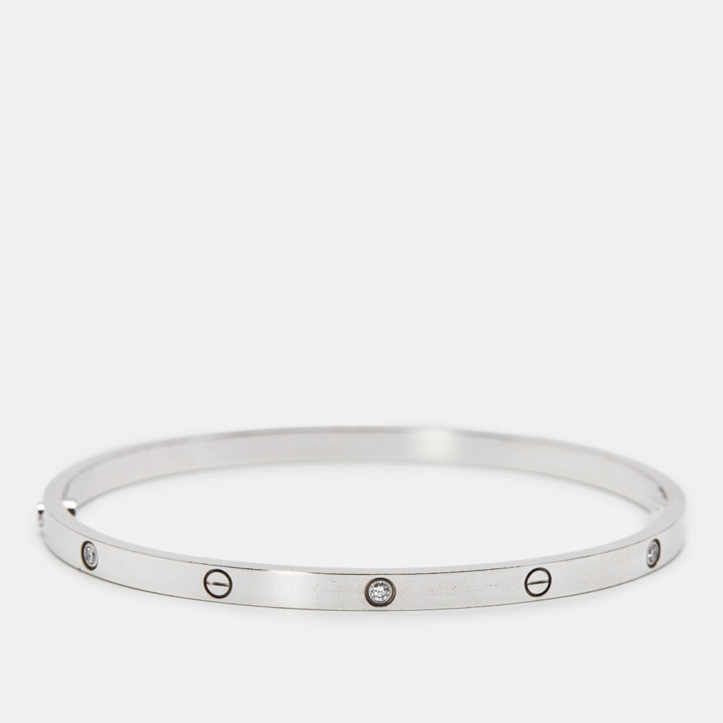Cartier Love 6 Diamonds 18k White Gold Small Model Bracelet 18 Cartier Love 6 Diamonds 18k White Gold Small Model Bracelet 18
