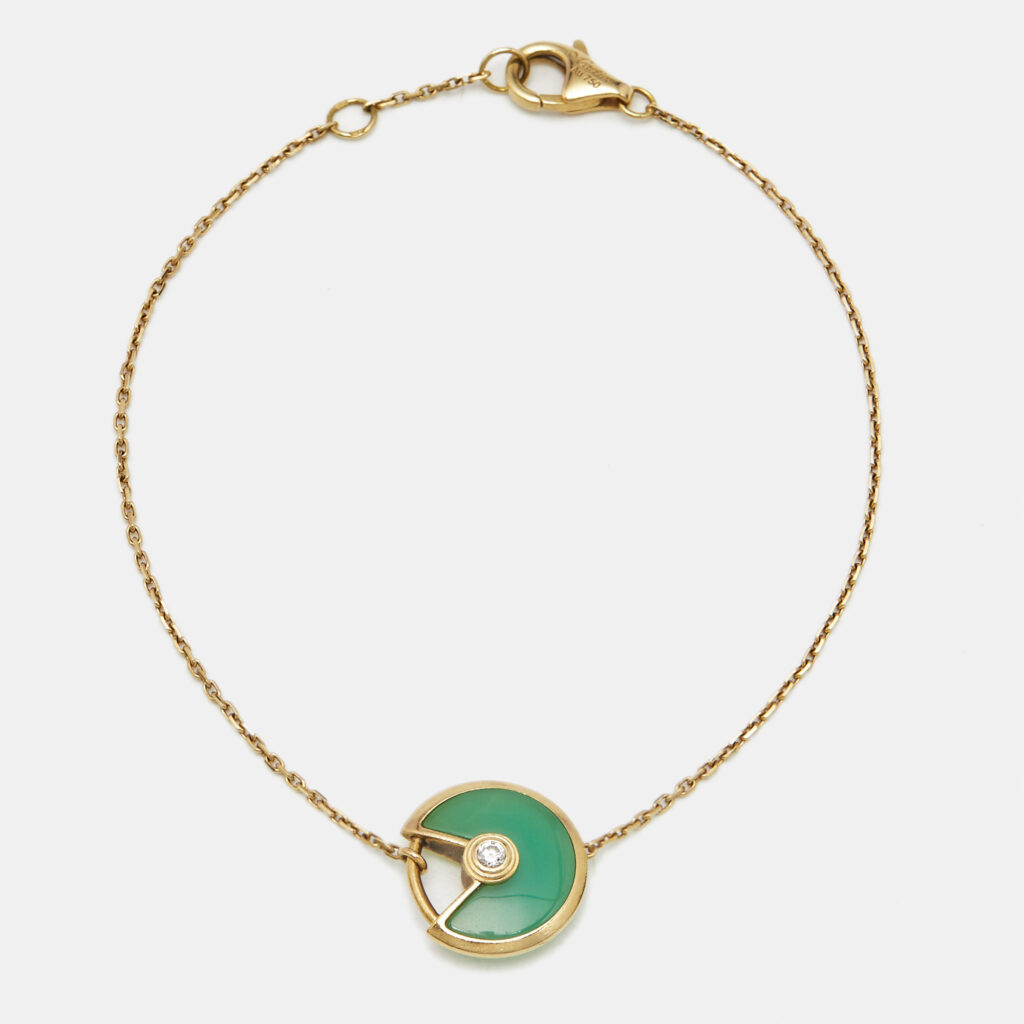 Cartier Amulette De Cartier Chrysophase Diamond 18k Yellow Gold Bracelet Cartier Amulette De Cartier Chrysophase Diamond 18k Yellow Gold Bracelet
