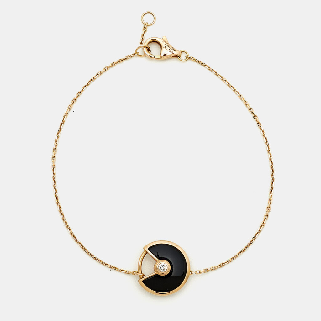 Cartier Amulette De Cartier Onyx Diamond 18k Rose Gold XS Model Bracelet Cartier Amulette De Cartier Onyx Diamond 18k Rose Gold XS Model Bracelet
