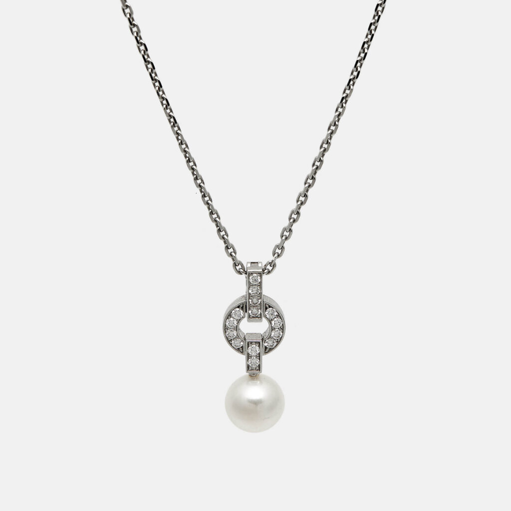 Cartier Himalia Diamonds Cultured Pearl 18k White Gold Pendant Necklace Cartier Himalia Diamonds Cultured Pearl 18k White Gold Pendant Necklace