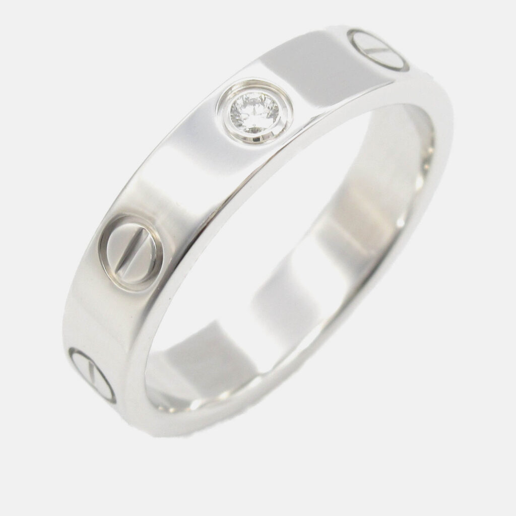 Cartier Love 18K White Gold and Diamond Band Ring EU 50 Cartier Love 18K White Gold and Diamond Band Ring EU 50