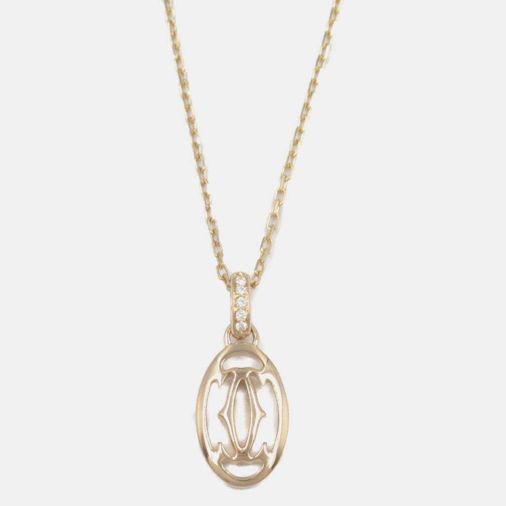Cartier Double C Logo 18K Rose Gold Diamonds Necklace Cartier Double C Logo 18K Rose Gold Diamonds Necklace