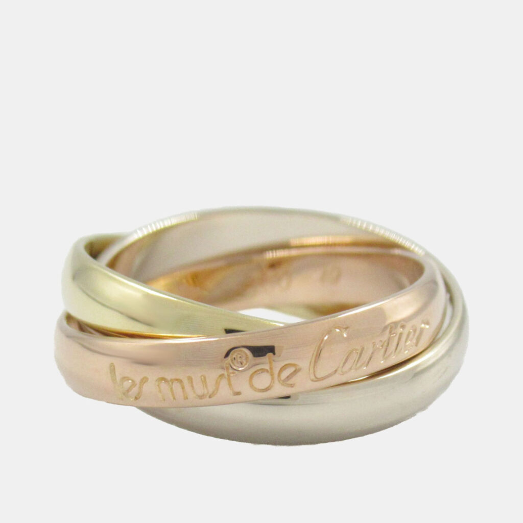 Cartier Trinity 18K Yellow, Rose, White Gold Band Ring EU 49 Cartier Trinity 18K Yellow, Rose, White Gold Band Ring EU 49