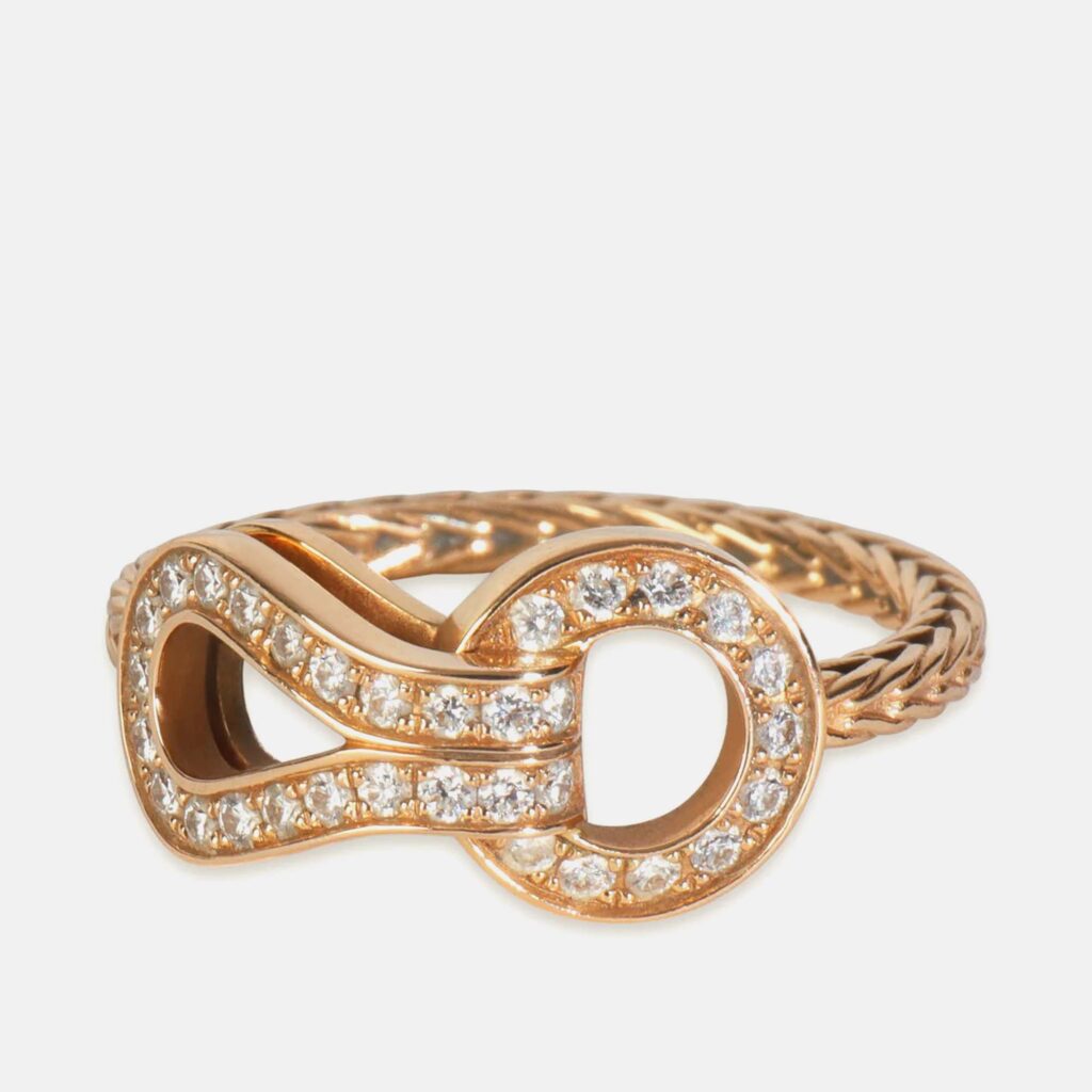 Cartier Agrafe 18K Rose Gold and Diamond Band Ring EU 52 Cartier Agrafe 18K Rose Gold and Diamond Band Ring EU 52
