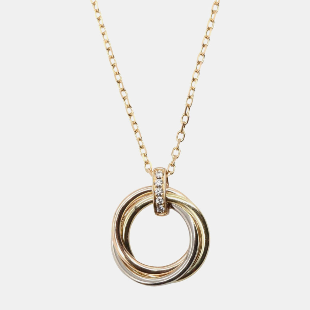 Cartier Trinity 18K Yellow, Rose, White Gold Diamond Necklace Cartier Trinity 18K Yellow, Rose, White Gold Diamond Necklace