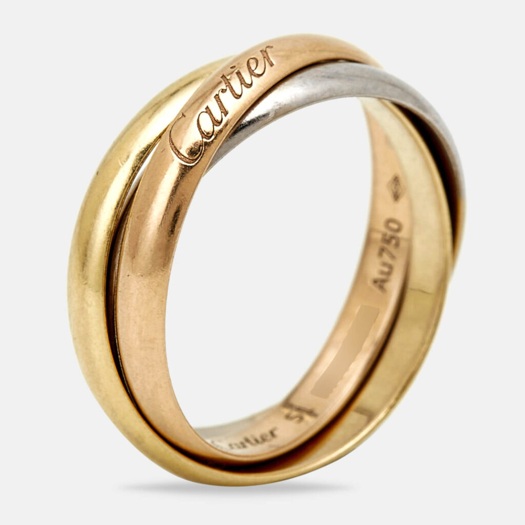 Cartier Trinity 18k Three Tone Gold Ring Small Model Size 51
