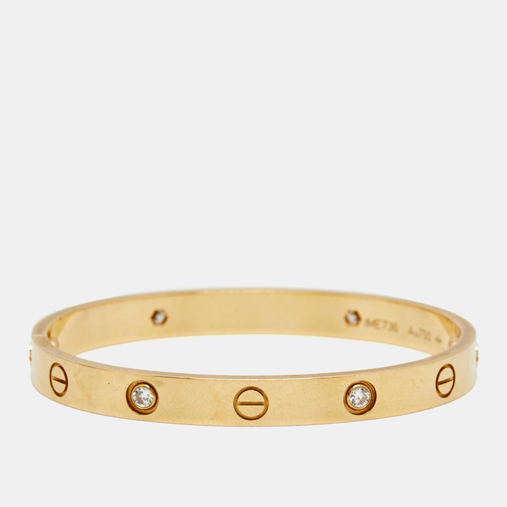 Cartier Love 4 Diamonds 18k Yellow Gold Bracelet 16 Cartier Love 4 Diamonds 18k Yellow Gold Bracelet 16