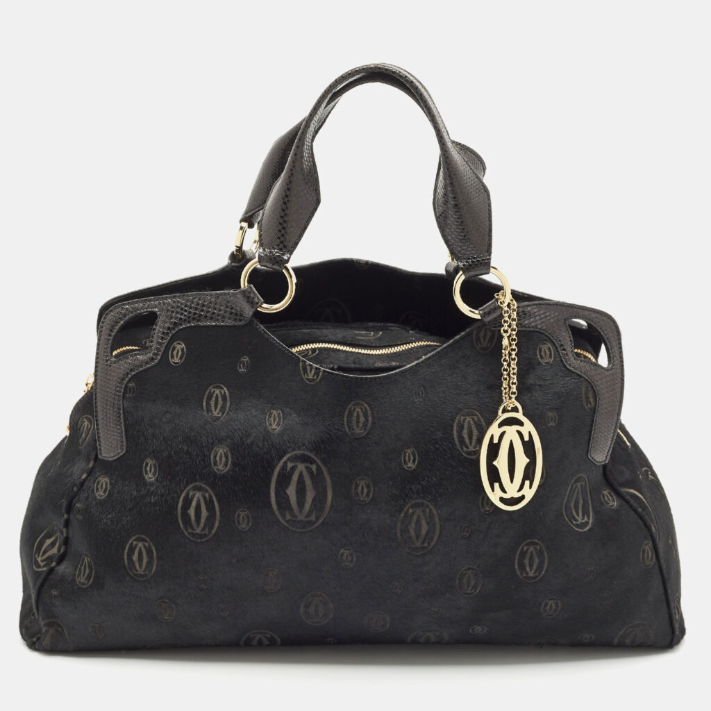 Cartier Black Calf Hair and Snakeskin Leather Large Marcello de Cartier Bag Cartier Black Calf Hair and Snakeskin Leather Large Marcello de Cartier Bag