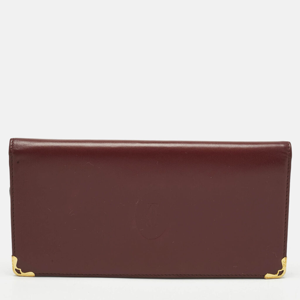 Cartier Burgundy Leather Le Must De Cartier Long Wallet Cartier Burgundy Leather Le Must De Cartier Long Wallet