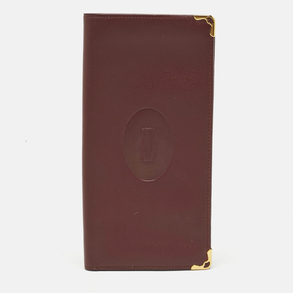 Cartier Burgundy Leather Le Must De Cartier Long Wallet Cartier Burgundy Leather Le Must De Cartier Long Wallet