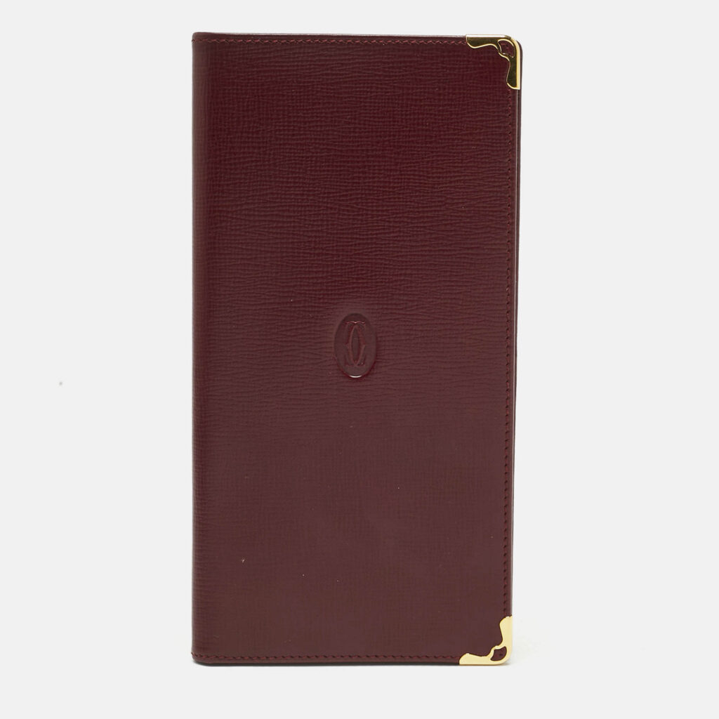 Cartier Burgundy Leather Le Must De Cartier Long Wallet Cartier Burgundy Leather Le Must De Cartier Long Wallet