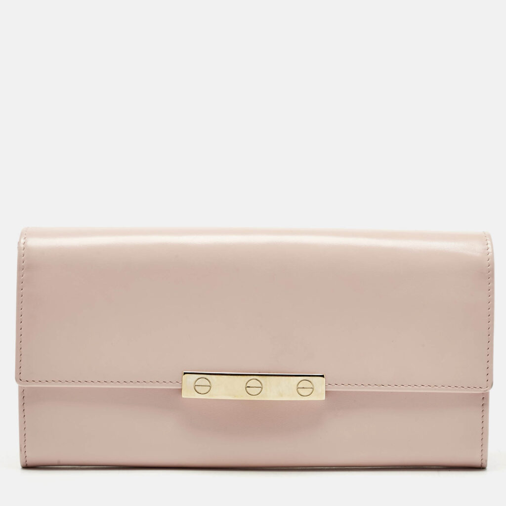 Cartier Light Pink Leather Love Flap Continental Wallet Cartier Light Pink Leather Love Flap Continental Wallet