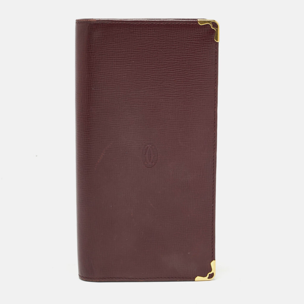 Cartier Burgundy Leather Le Must De Cartier Long Wallet Cartier Burgundy Leather Le Must De Cartier Long Wallet