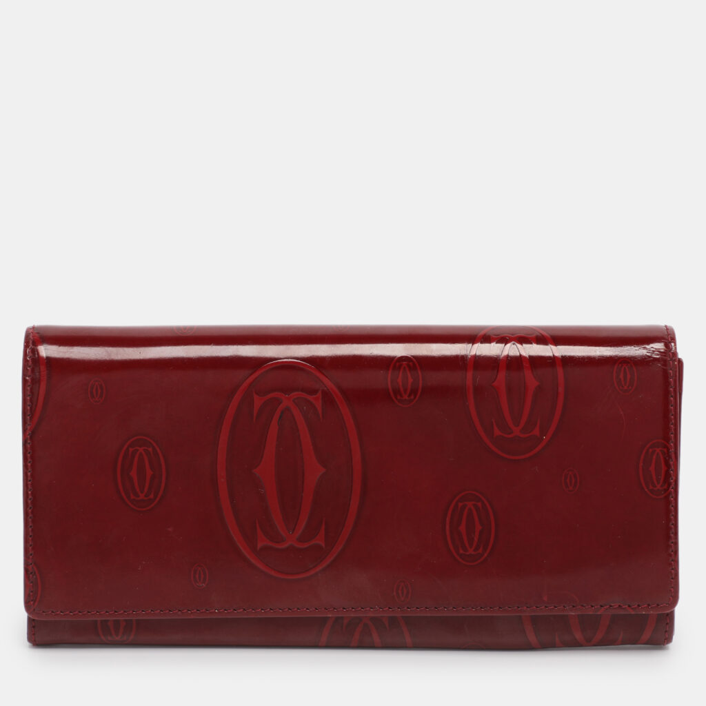 Cartier Maroon Patent Leather Happy Birthday Continental Wallet Cartier Maroon Patent Leather Happy Birthday Continental Wallet