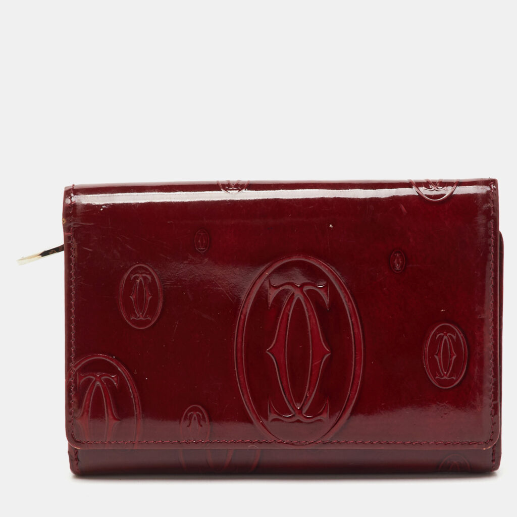 Cartier Burgundy Leather Happy Birthday Compact Wallet Cartier Burgundy Leather Happy Birthday Compact Wallet