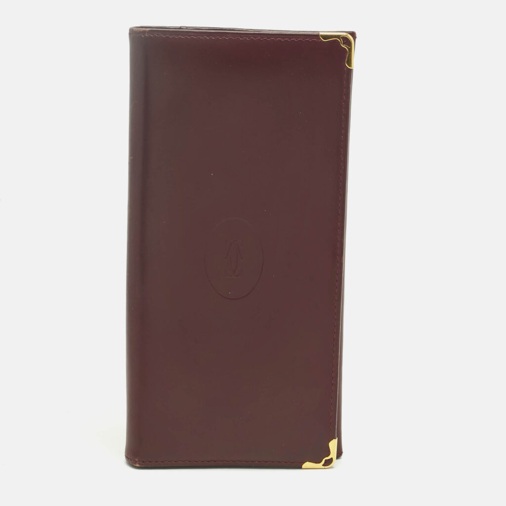 luxury-women-cartier-used-handbags-p1241116-012-1.jpg Cartier Burgundy Leather Must de Cartier Continental Wallet