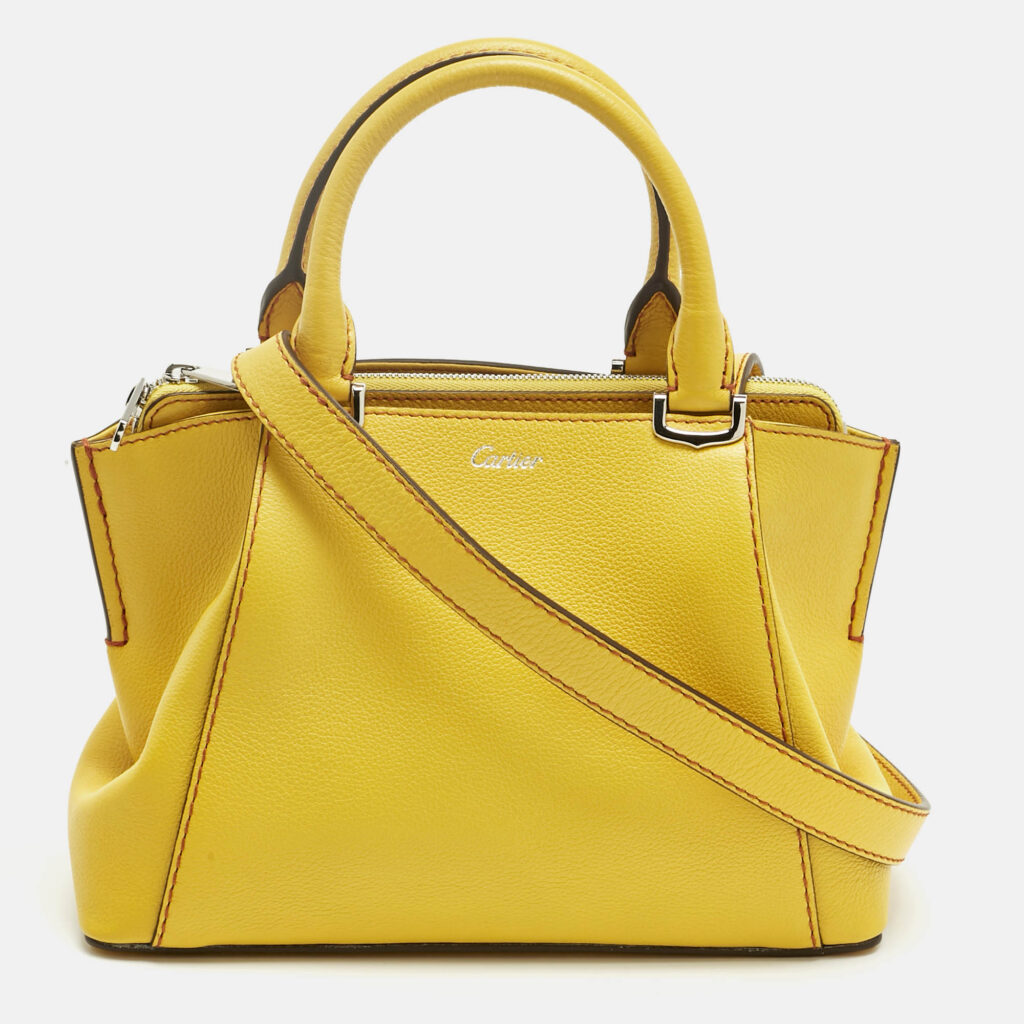 luxury-women-cartier-used-handbags-p1242229-013.jpg Cartier Yellow Leather Mini C de Cartier Bag