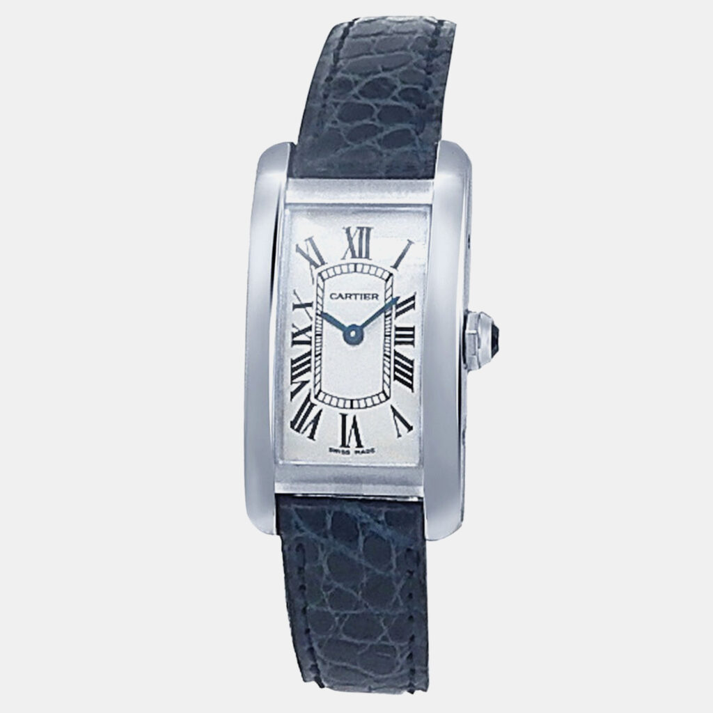 Cartier Tank Americaine W2601956 Quartz Silver 18k White Gold Women's Wristwatch 19 mm Cartier Tank Americaine W2601956 Quartz Silver 18k White Gold Women's Wristwatch 19 mm