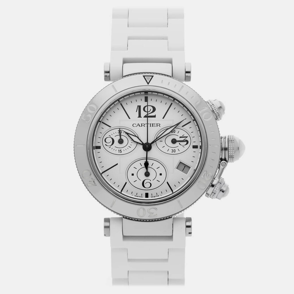 Cartier Pasha Seatimer Chronograph W3140005 Quartz White Stainless Steel Women's Wristwatch 37mm Cartier Pasha Seatimer Chronograph W3140005 Quartz White Stainless Steel Women's Wristwatch 37mm