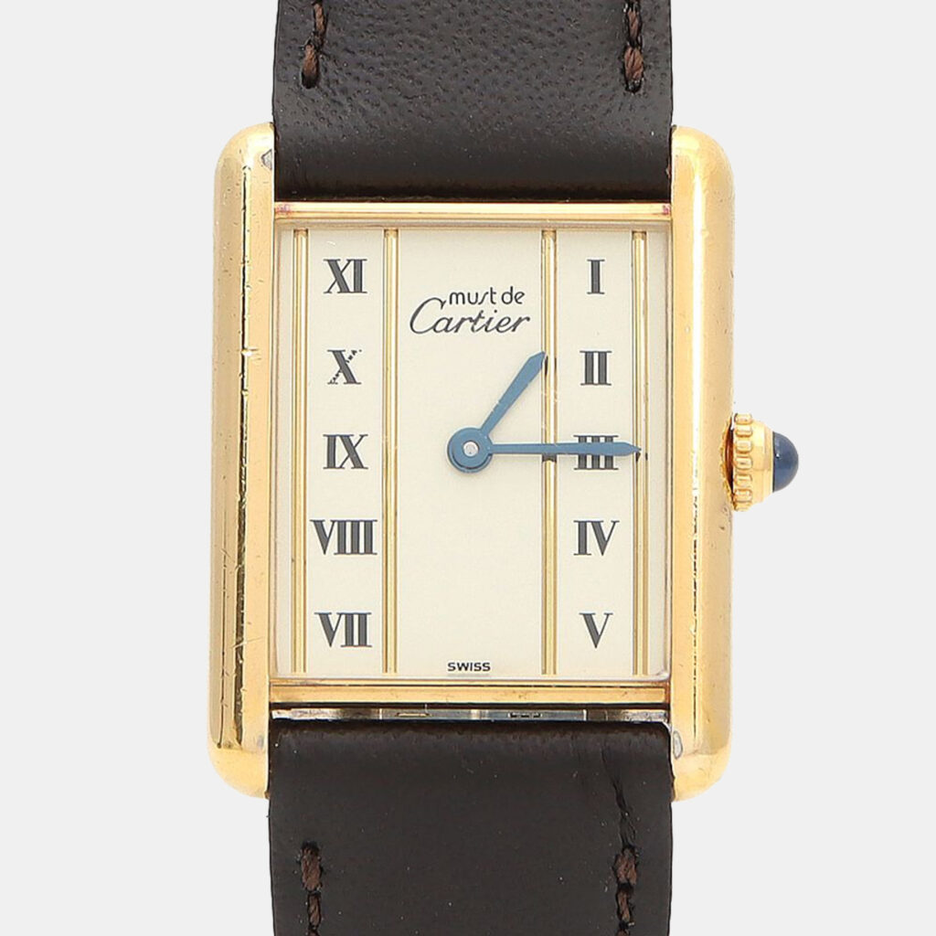 Cartier Tank Must W1002653 Quartz Gold Plated Silver Womens Wristwatch 23.5 mm Cartier Tank Must W1002653 Quartz Gold Plated Silver Womens Wristwatch 23.5 mm