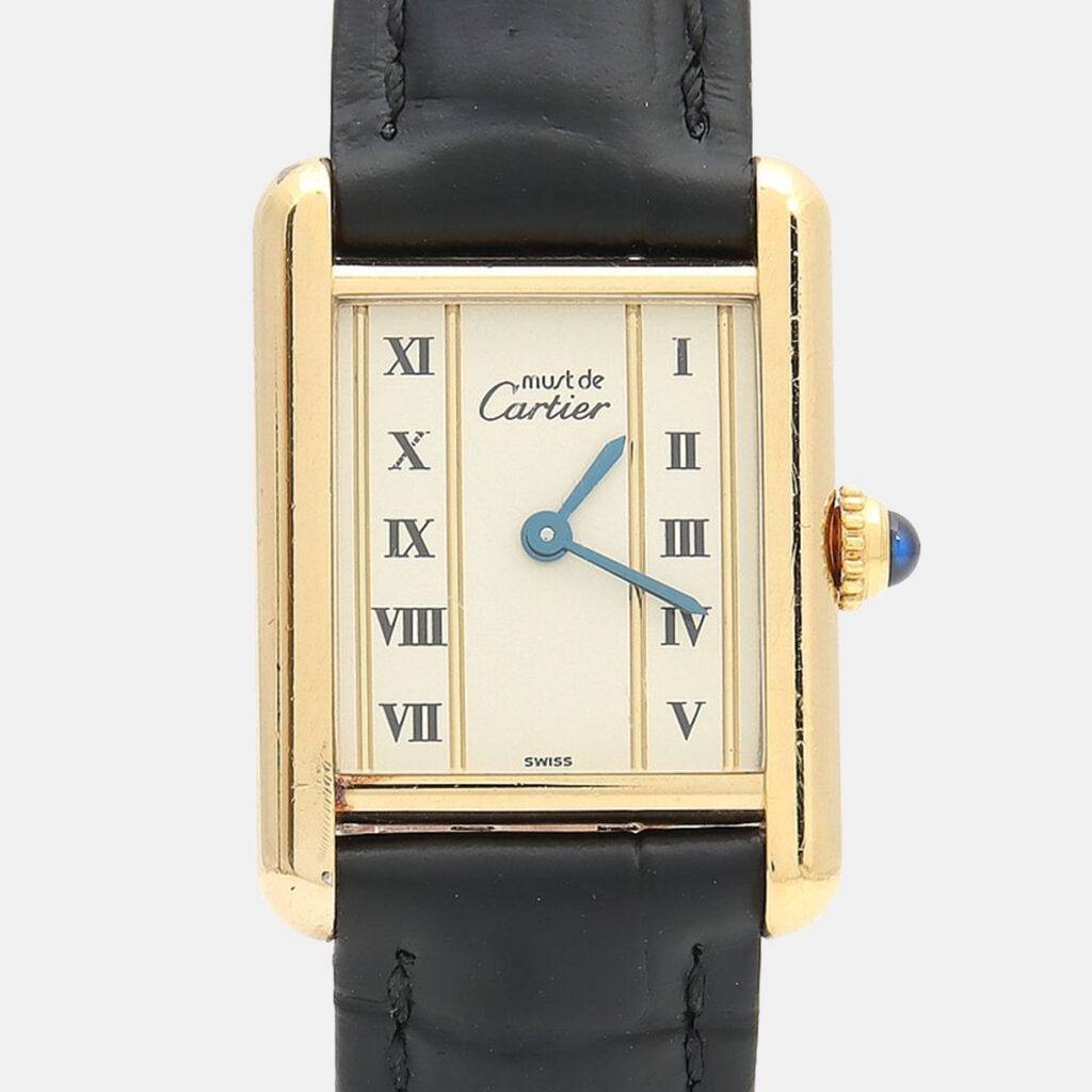 Cartier Tank Must W1003053 Quartz Gold Plated Silver Womens Wristwatch 20.5 mm Cartier Tank Must W1003053 Quartz Gold Plated Silver Womens Wristwatch 20.5 mm